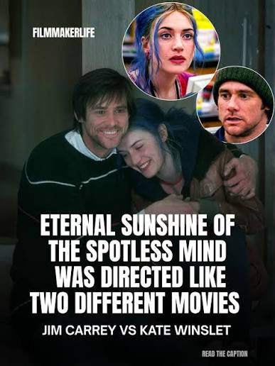 One film. Two directing philosophies colliding in the same frame. 🎬 Eternal  Sunshine of the Spotless Mind wasn't simply shot unconventionally, it was  performed under opposing emotional rules. 🎭 Michel Gondry guided