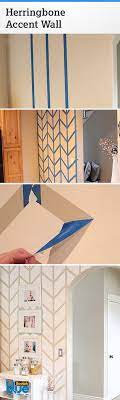 Painted Herringbone Accent Wall With Scotchblue Painter S Tape European Home Decor Herringbone Accent Wall Painted Herringbone Accent Wall
