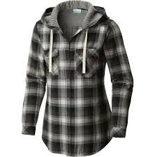 Black And Gold Flannel Shirt Women S Columbia Times Two Hooded Shirt Women S 50 Liked On Polyvore Featuring Tops Hoo Hooded Long Sleeve Shirt Womens Long Sleeve Shirts Women Long Sleeve Tops