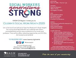 The average social worker (bsw) salary in los angeles, ca is $67,232 as of june 28, 2021, but the range typically falls between $59,995 and $74,963. Region I Celebrate Social Work Month At Casa Fina Restaurant On March 14th 2020 Naswcanews Org