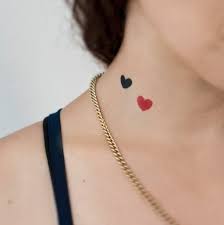 Black And Red Small Heart Tattoos On The Neck Red Heart Tattoos Heart Temporary Tattoos Small Heart Tattoos