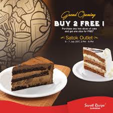 The offer is only valid for 1 day only. Secret Recipe Sarawak Secret Recipe Satok Cafe Grand Reopening Promotion Come And Visit Our Fully Upgraded Modern Interior Lifestyle Cafe And Enjoy Our Buy2free1 Cake Promotion From 5th July 2017 Until