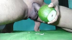 Young horny college guy practice to fuck with a papaya and moan for extreme  pleasure 💦