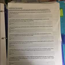 A work of writing can have more than one tone. Identifying Tone And Mood Worksheet Can Someone Help Me Please Brainly Com