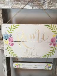 The Remi Hospital Door Hanger Baby Girl Nursery Housewares Homedecor Etsymktgtool Floralwallart Customn Baby Door Hangers Baby Name Signs Girl Nursery