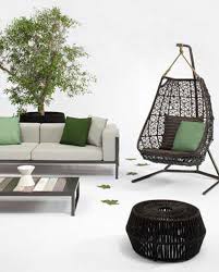 Wonderful Modern Outdoor Design Idea With Gray Sofa With Green Throw Pillows Black Wh Modern Outdoor Furniture Outdoor Furniture Design Outdoor Furniture Swing
