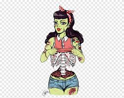 Pop art bright cartoon style zombie with an exposed brain made with cling wrap. Psicobilly Rockabilly Pin Up Girl Dibujo Arte Zombie Dibujos Animados Personaje De Ficcion Png Pngegg