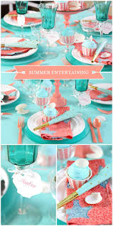 Summer Entertaining Beachy Aqua Coral Tablescape Coral Party Summer Entertaining Coral Baby Showers