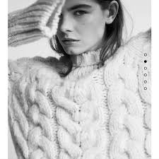 White Cable Knit Sweater White Sweater Zara Zara White Ecru Chunky Cable  Knit High Neck Oversized