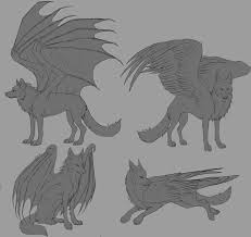 Free Winged Wolf Linearts By Aviaku Deviantart Com On Deviantart Animal Drawings Animal Art Wolf Drawing