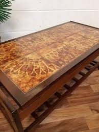 Poly & bark riley marble top rectangle coffee table. Vintage 1970 S Teak Tiled Coffee Table Mid Century Retro Danish Style Vinterior