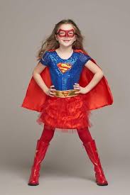 Halloween Costumes For Girls Girl Dressed As Supergirl Blue Sequinned Top Red Tulle Ski Supergirl Costume Supergirl Costume Girl Creative Halloween Costumes