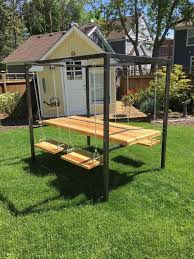 Swinging Picnic Table Yes Please 4 Zits Swing Tabel Etsy Backyard Backyard Diy Projects Backyard Makeover