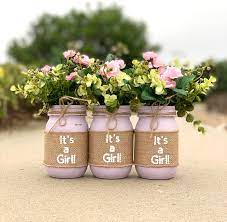 It S A Girl Baby Shower Mason Jar Centerpieces Girl Baby Etsy