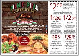 Picnic Pizza Family Restaurant Pizza Coupons Deep Dish Pizza Spicy Roasted