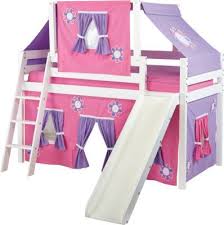 Pink Cottage White Loft Bed W Slide And Tent White Loft Bed Rooms To Go Kids Loft Bed