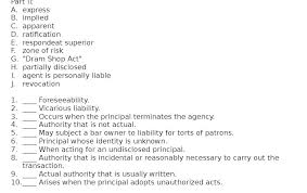 Actual authority refers to specific powers that are conferred by a principal onto an agent. Solved Part Ii Express Implied Apparent Ratiï¬cation Respondeat Superior Zone Of Risk Dram Shop Act Partially Disclosed Agent Is Personally Course Hero