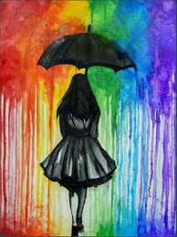 Rainbow Rain Umbrella Art Painting Crayons Artwork But what are the colors of the rainbow in order?