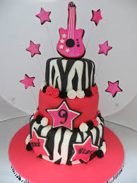 Best Birthday Cake For 9 Year Old Boy Rock Star Birthday Cake For A Spunky 9 Year Old Girl Birthday Cake Kids Birthday Cake Girls 9th Birthday Cake