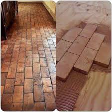 Interesting Faux Brick Floor Made From 2x4 Ends Diy Wood Floors Diy Flooring Flooring