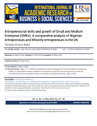 Pdf Entrepreneurial Skills And Growth Of Small And Medium Enterprise Smes A Comparative Analysis Of Nigerian Entrepreneurs And Minority Entrepreneurs In The Uk