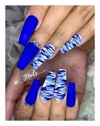 I'm not a professional nail tech or artist. Get The Scoop On Blue Nail Designs Royal Coffin Before You Re Too Blue Acrylic Nails Camouflage Nails Blue Nail Designs