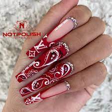 Notpolish Thao On Instagram Red For Notpolish Thenailceo Notpolish Nailart Nailsoftheday Nails2inspire Bandana Nails Drip Nails Gucci Nails