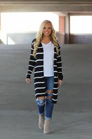 Black And White Striped Cardigan Sweater Wanderlust Cardigan Black White Outfits With Leggings Striped Sweater Outfit Stripe Cardigan Outfit