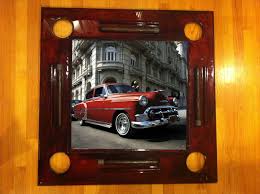 Classic Cuban Car Looks Great But I Don T Like The Open Cutouts For Cups Much Prefer Bottoms Or Inserts Custom Dominoes Domino Table Domino