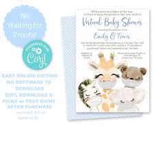 Virtual Baby Shower Invitations Facebook Baby Shower Invitations Boy Virtua In 2020 Baby Shower Invitations For Boys Virtual Baby Shower Invitation Virtual Baby Shower