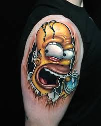 Homer Simpson Tattoo By Josh Herman Simpsons Tattoo New School Tattoo Movie Character Tattoos