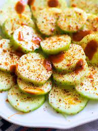 Cucumbers With Lime Salsa And Chile Tajin Recipes Cucumber Snacks Clean Eating Snacks