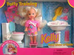 Hair is frizzy in areas. Barbie Kelly Potty Training Doll W Toilet Sink More 1996 Dude They Are Selling This For 70 I Had Potty Training Dolls Childhood Toys Barbie Kelly