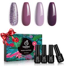 Amazon Com Beetles 4 Colors Purple Glitter Gel Nail Polish Set Lilac Mauve Gel Polish Kit Purple Nail Polish Soak Off Led Lamp Gel Nail Kit Vanish Manicure Diy Home Christmas