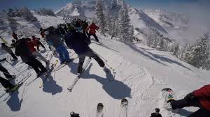 Learn how to ski powder and do the most of the back country. Snowbird Utah Powder Panic Skiing Big Crowds Deep Powder Frenzy Youtube