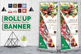 Grocery Shop Roll Up Banner Vol 02 Standing Banner Design Rollup Banner Supermarket Design