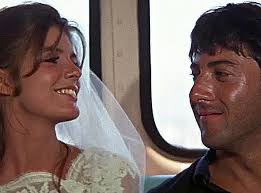 Katharine Ross and Dustin Hoffman in “The Graduate” (1967) A disillusioned  college graduate finds himself torn between his older lover and her  daughter.