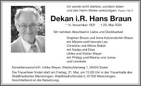 Traueranzeigen von Hans Braun