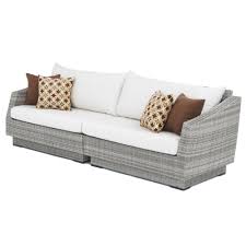 Rst Brands Cannes 2 Piece All Weather Wicker Patio Sofa With Sunbrella Moroccan Cream Cushions Op Pesof Cns Mor K The Home Depot Outdoor Sofa Patio Sofa Rst Brands