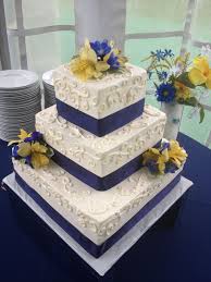 Square Scroll Navy Blue Wedding Cake Instead Of Yellow Do Burnt Orange Square Wedding Cakes Blue Square Wedding Cakes Wedding Cakes Blue