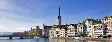 view of picturesque old town from lindenhof zurich