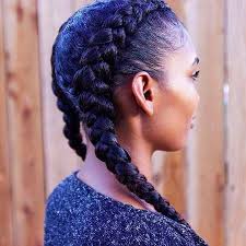 Cornrows braided into a bun. Two Long Cornrows Super Quick Protective Style
