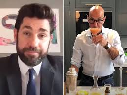 Stanley Tucci Made Quarantini at John Krasinki's Virtual Dinner Party