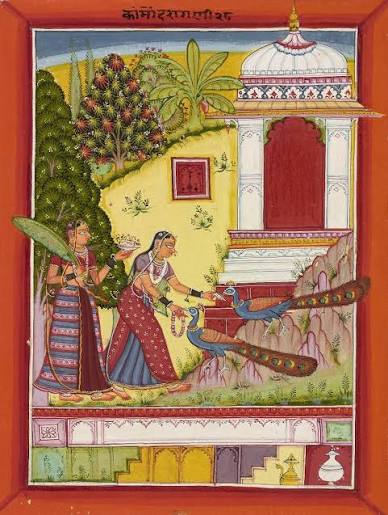 Kamod Ragini | Traditional Indian Rajasthani Art | Rajasthani Miniature Art Canvas Art Print