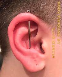 Fresh Vertical Helix To Conch Industrial With An Anatometalinc Barbell Piercing Bodypiercing Philly Philadelphia Guys Ear Piercings Piercing Ear Piercings