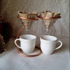 Double Hario V60 Pour Over Coffee Drip Station Set Double Etsy Copper Coffee Maker Coffee Stands Coffee Drip Station