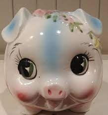 Examine the antique coin bank in question. Vintage Big Eyed Kitchy Ceramic Piggy Bank Made In Japan Kawaii Piggy Bank Japanese Piggy Bank Small Piggy Bank Nursery Piggy Piggy Bank Piggy Pink Ceramic