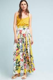 Nwt Anthropologie Rococo Sand Aprile Yellow Floral Maxi Long