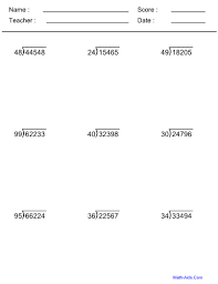 The number range for the divisors and quotients are 1 through 12. Maths Aide