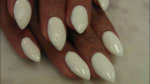 24pcs short fake nails art tips acrylic nail false french artificial full nail. How To Simple Short Stiletto White Acrylic Nails Youtube